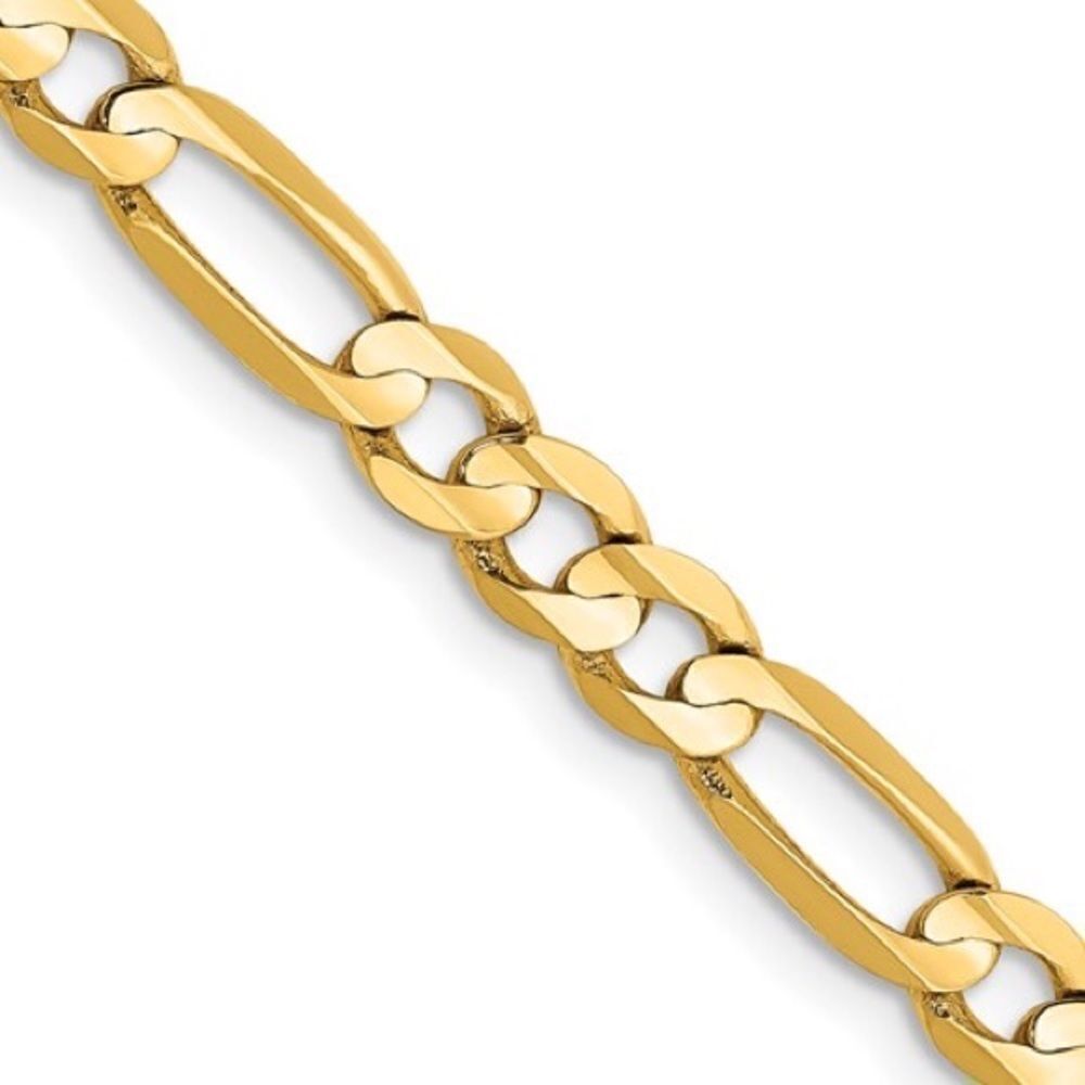 New Solid 14k Gold 4.5mm wide Concave Figaro 22 inch Chain